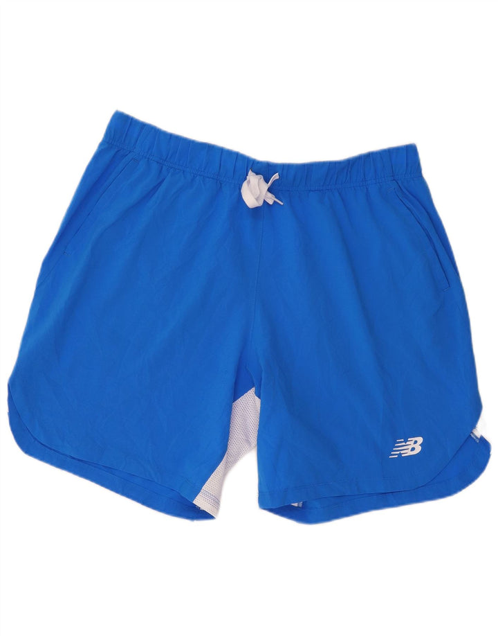 New Balance Herren-Sportshorts XL, blaues Colourblock-Polyester