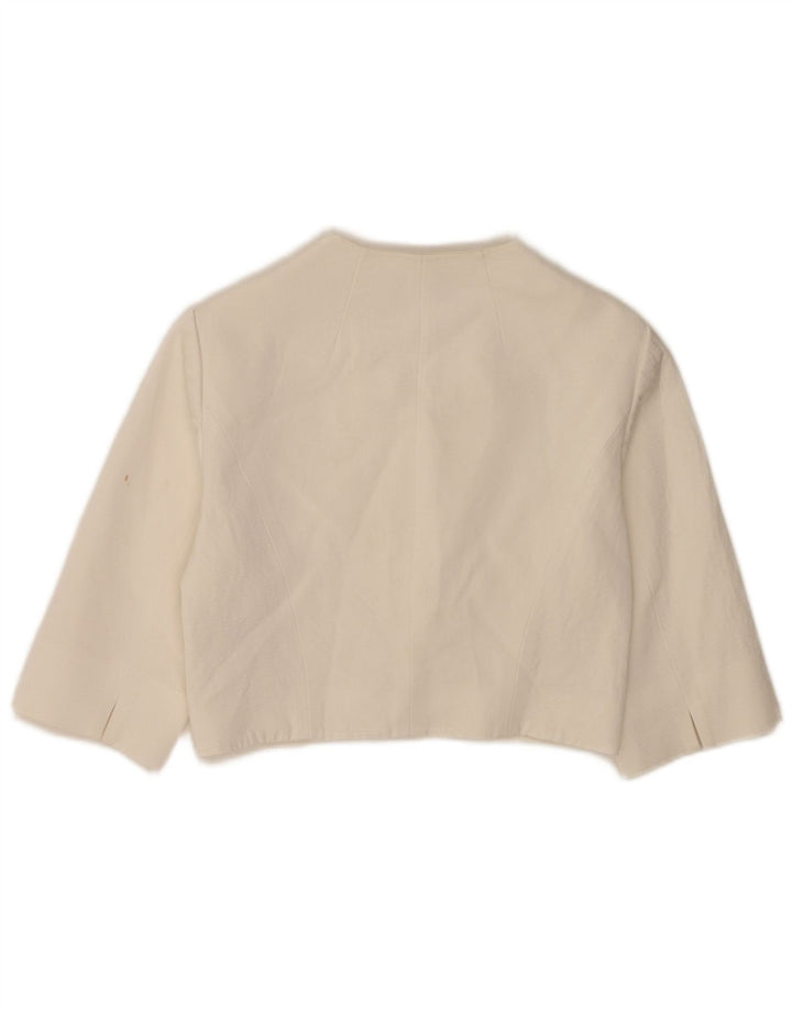 Coast Damen-Bolerojacke mit 3/4-Ärmeln, offen, UK 12, Mittelweiß, Viskose