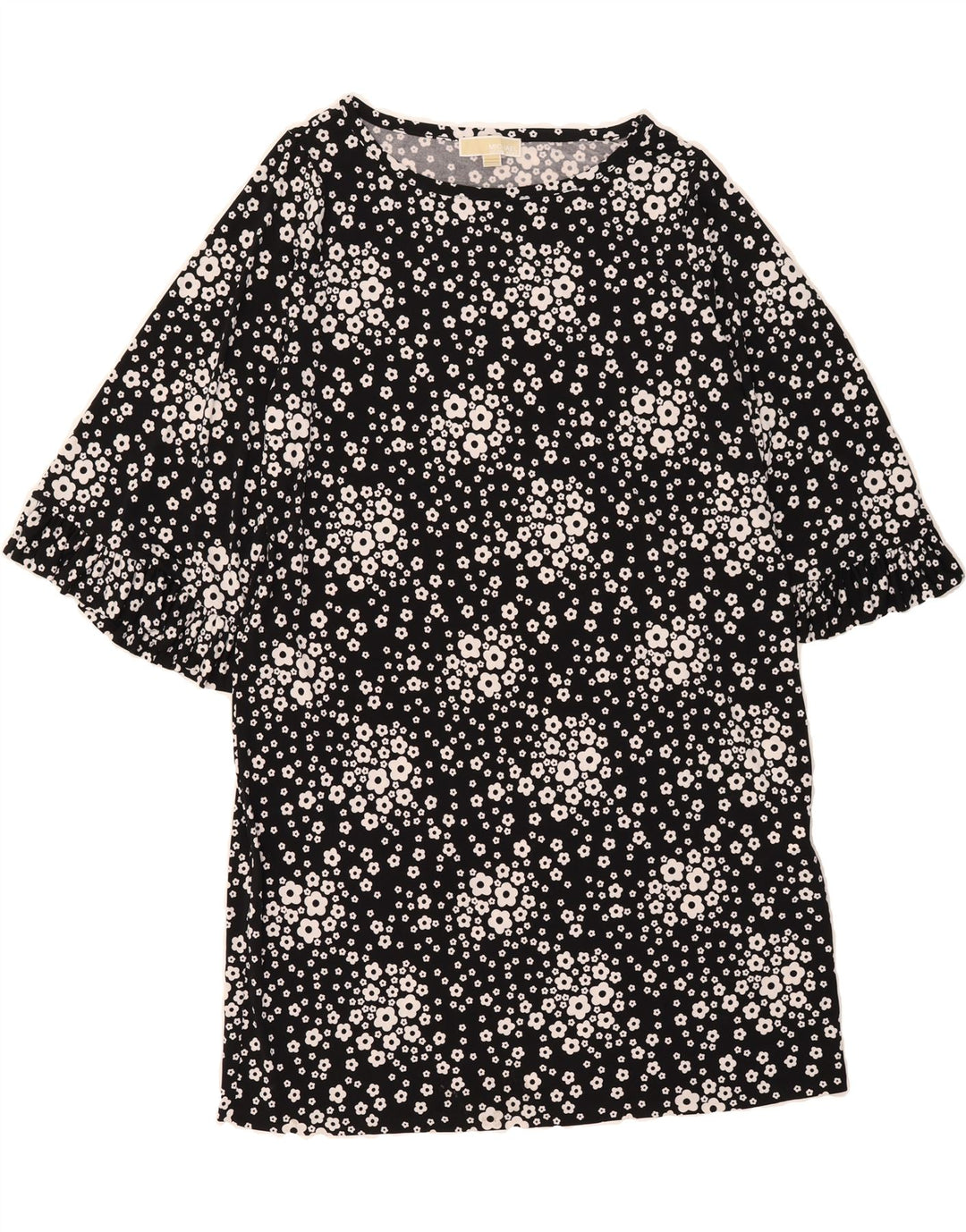 MICHAEL KORS Womens 3/4 Sleeve Basic Dress UK 18 XL Black Floral Polyester Vintage Michael Kors and Second-Hand Michael Kors from Messina Hembry 