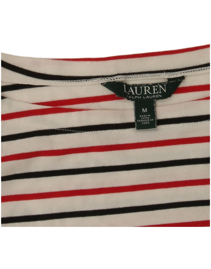 Ralph Lauren Damen-Top mit 3/4-Ärmeln, UK-Größe 12, mittelweiß gestreift