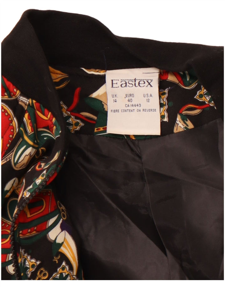 EASTEX Damen Übergroße grafische Bomberjacke UK 14 Large Schwarz Polyester