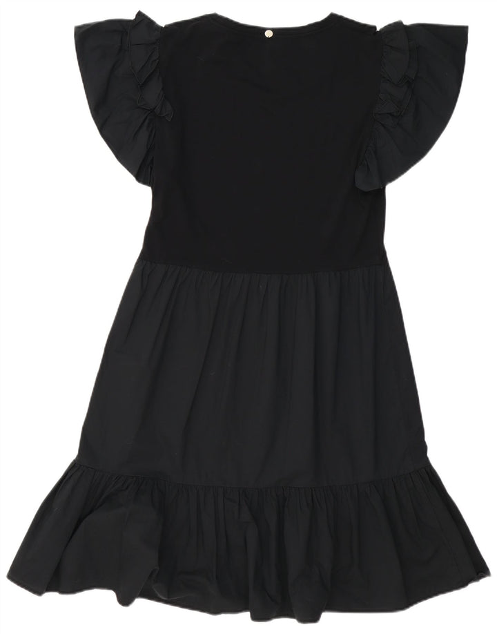 Liu Jo Damen A-Linien-Kleid UK 12 Mittelschwarze Baumwolle