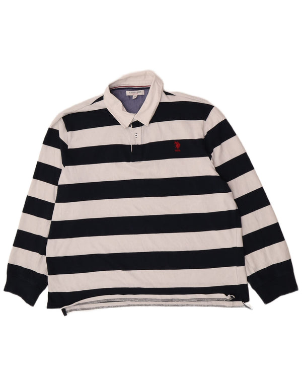 U.S. Polo Assn. Herren Langarm-Rugby-Poloshirt 2XL Marineblau gestreift
