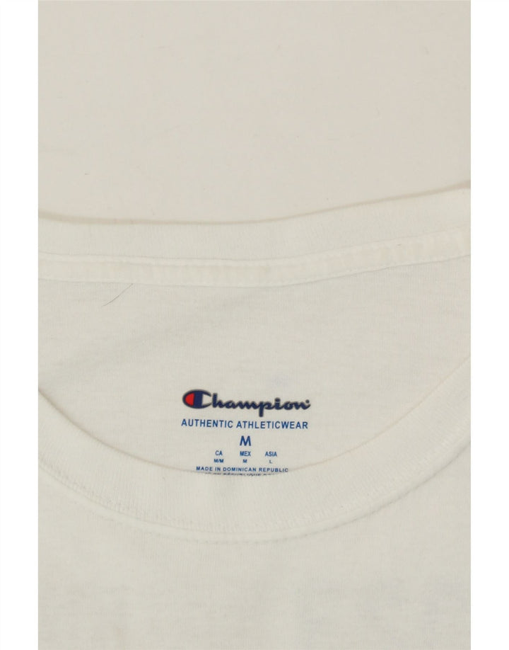 CHAMPION Mens Graphic T-Shirt Top Medium White Cotton Vintage Champion and Second-Hand Champion from Messina Hembry 