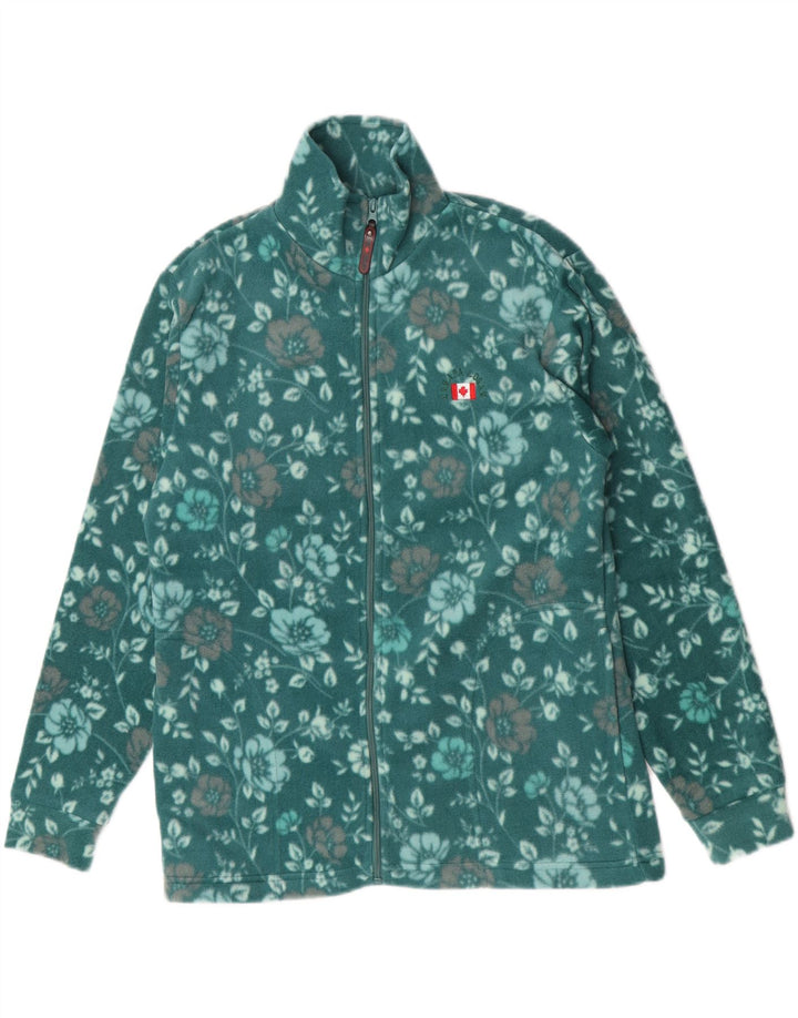 Kanada Logan Damen Fleecejacke UK 18 XL Grün geblümtes Polyester