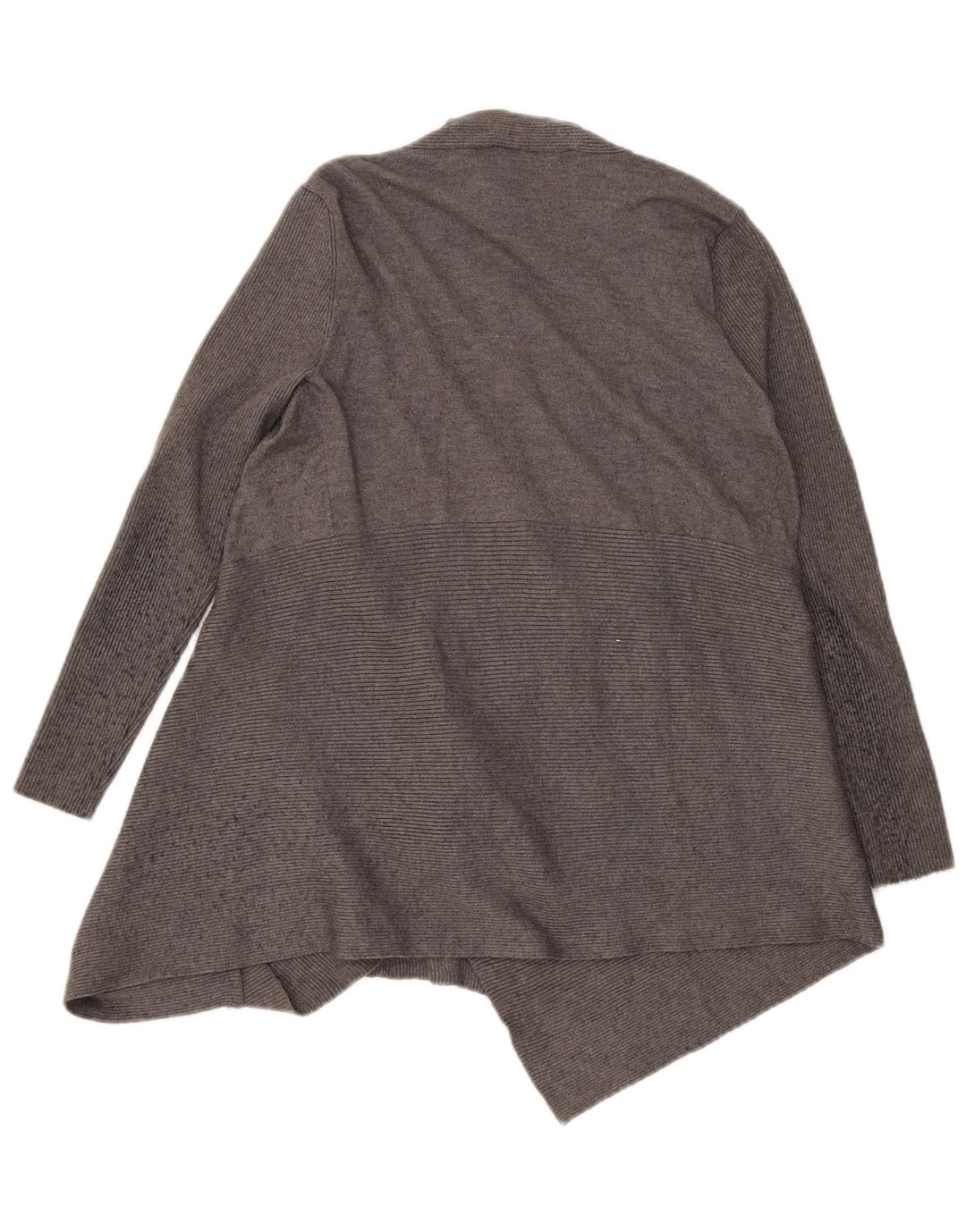 Asymmetrischer, offener Cardigan-Pullover von Zara für Damen, UK 12, mittelgraue Viskose