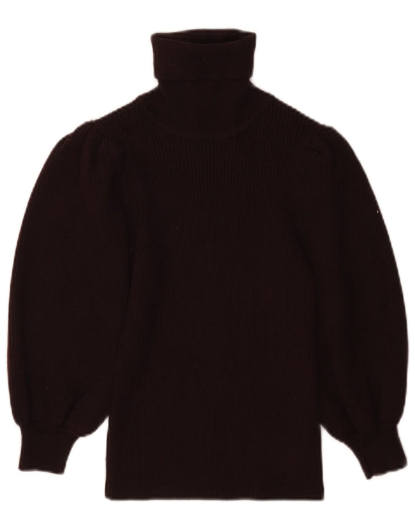 ZARA Damen Crop 3/4 Ärmel Rollkragenpullover Pullover UK 8 Small Schwarz