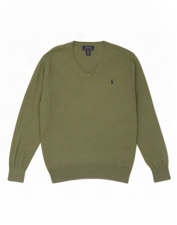 Polo Ralph Lauren Jungen-Pullover mit V-Ausschnitt, 15–16 Jahre, XL, Grün