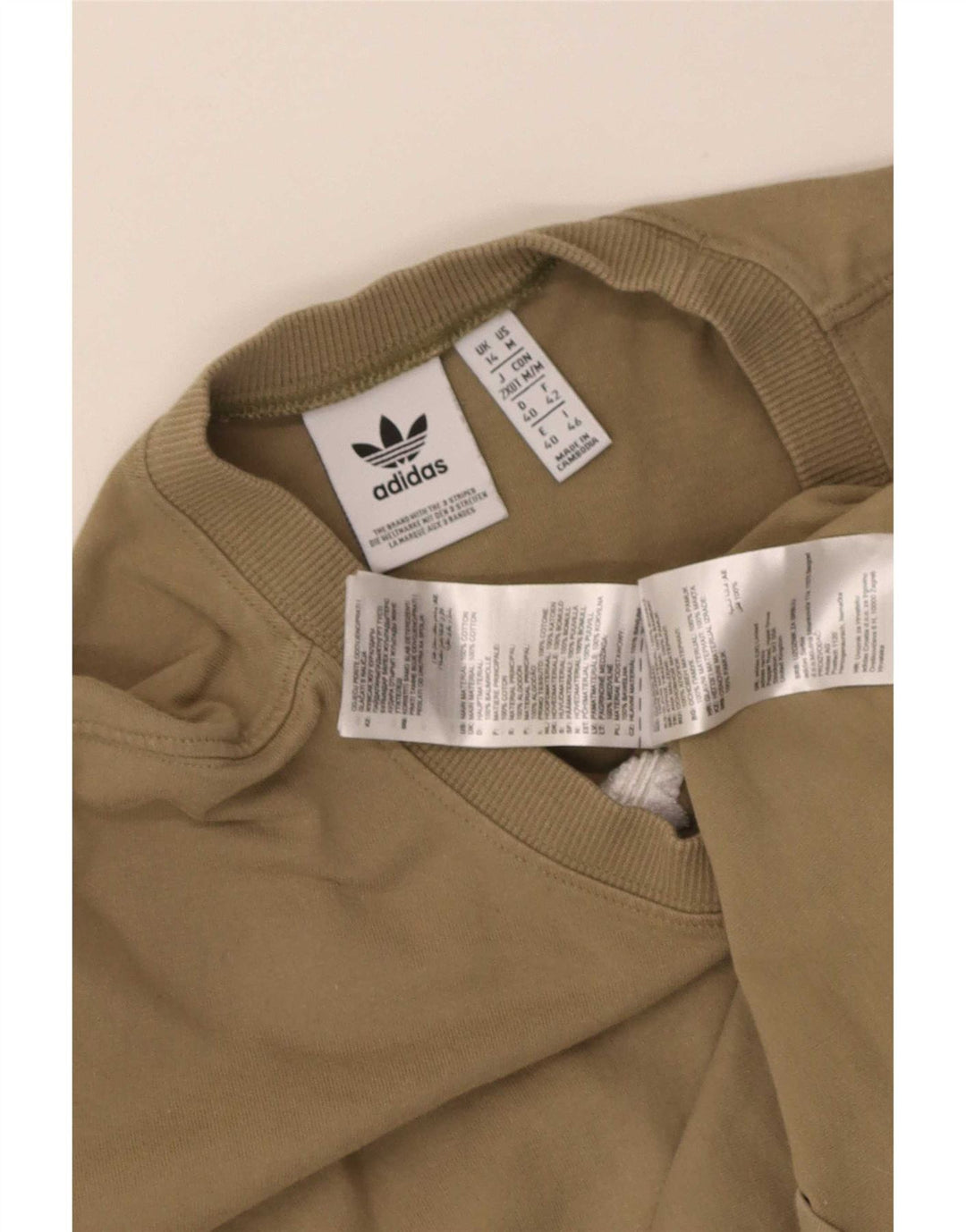 Adidas Damen T-Shirt Top UK 14 Medium Khaki Baumwolle