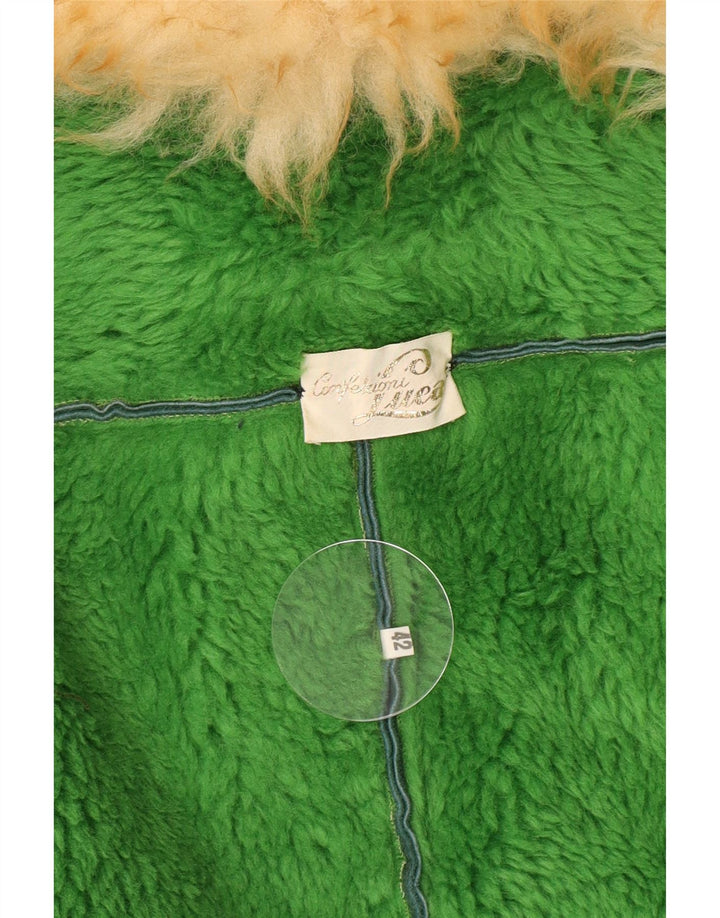 Vintage Damen Shearling Mantel IT 42 Mittelgrün