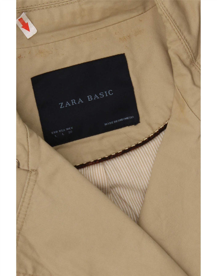 Zara Damen Trenchcoat UK 16 Large Beige Baumwolle
