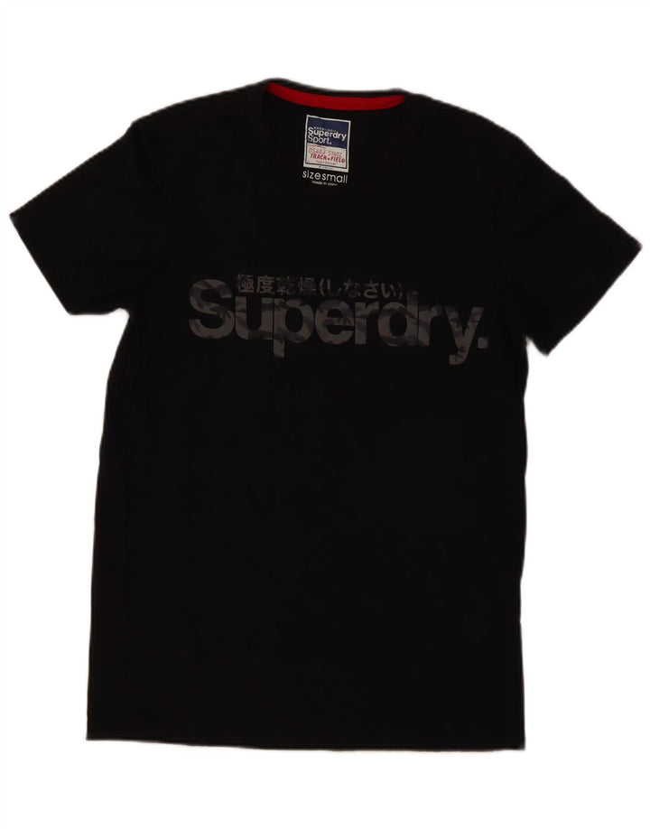 Superdry Herren-T-Shirt mit Grafik, Größe S, schwarze Baumwolle