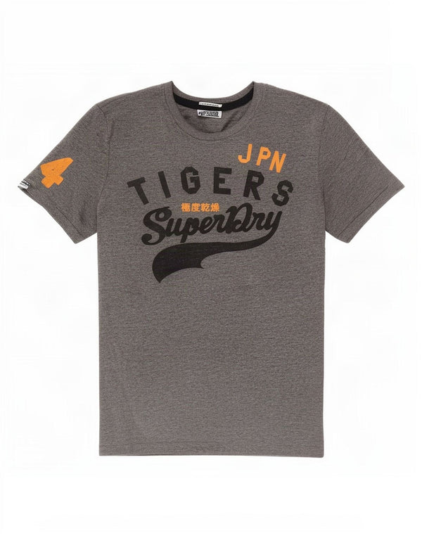 Superdry Herren Grafik-T-Shirt-Oberteil XL aus grau melierter Baumwolle