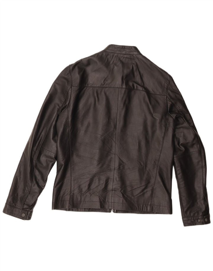Ted Baker Herren-Lederjacke, Größe 4, großes schwarzes Leder