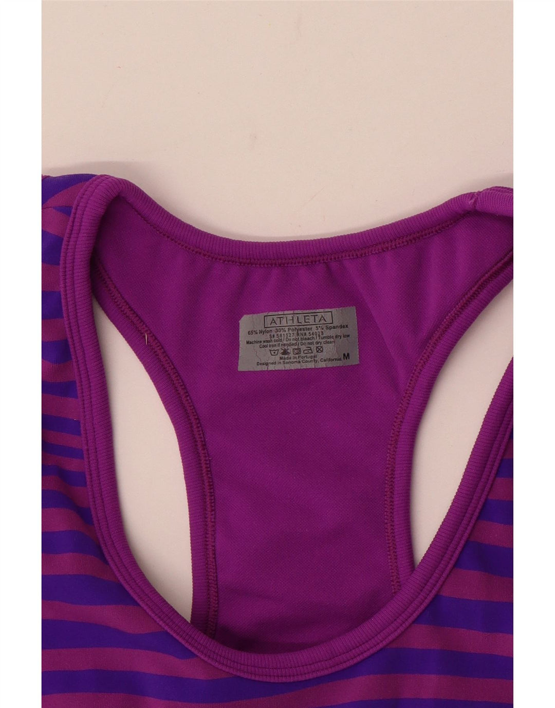 Athleta Damen-Trägershirt UK 12 Mittellila gestreift aus Nylon