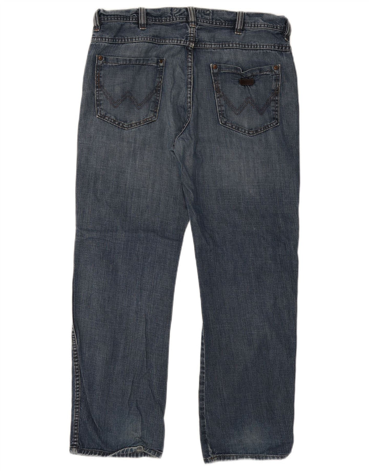 Wrangler Herren Wesley Distressed Straight Jeans W36 L32 Blaue Baumwolle