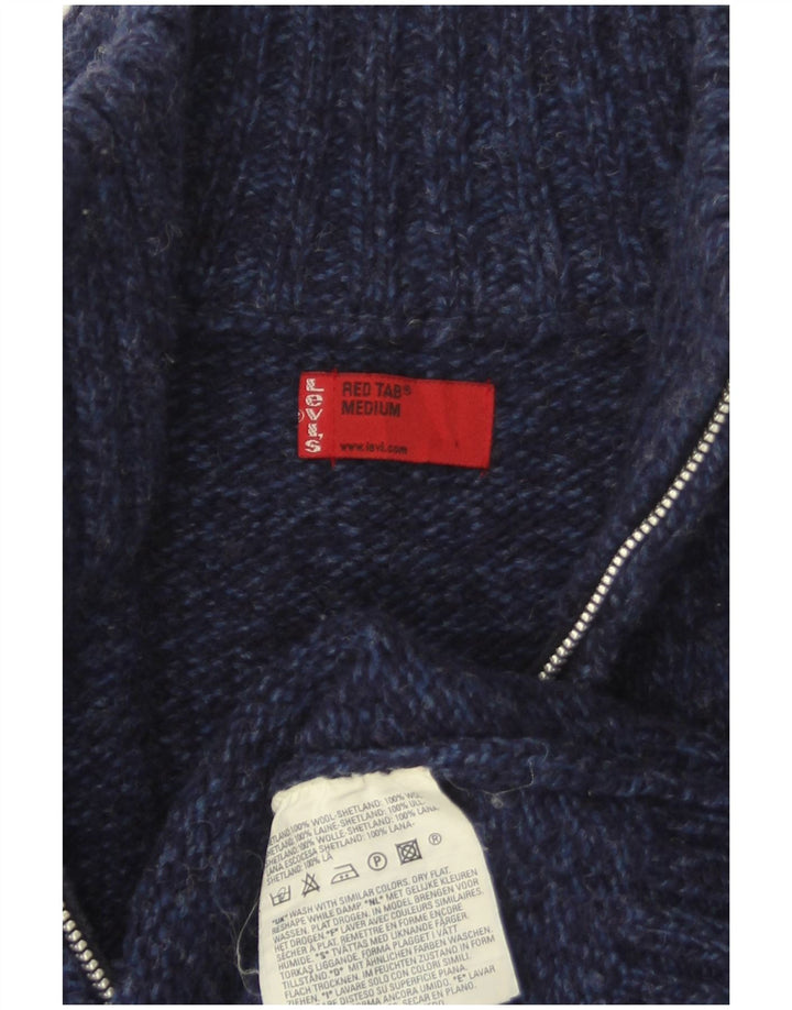LEVI'S Herren-Cardigan-Pullover aus mittelblauer, melierter Wolle