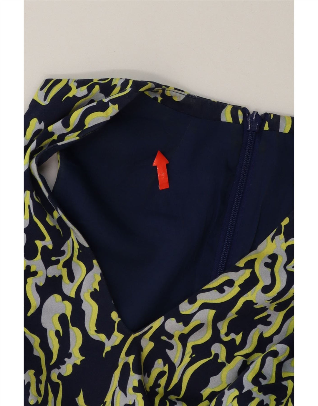 KAREN MILLEN Womens Abstract Pattern A-Line Dress UK 8 Small Navy Blue Vintage Karen Millen and Second-Hand Karen Millen from Messina Hembry 