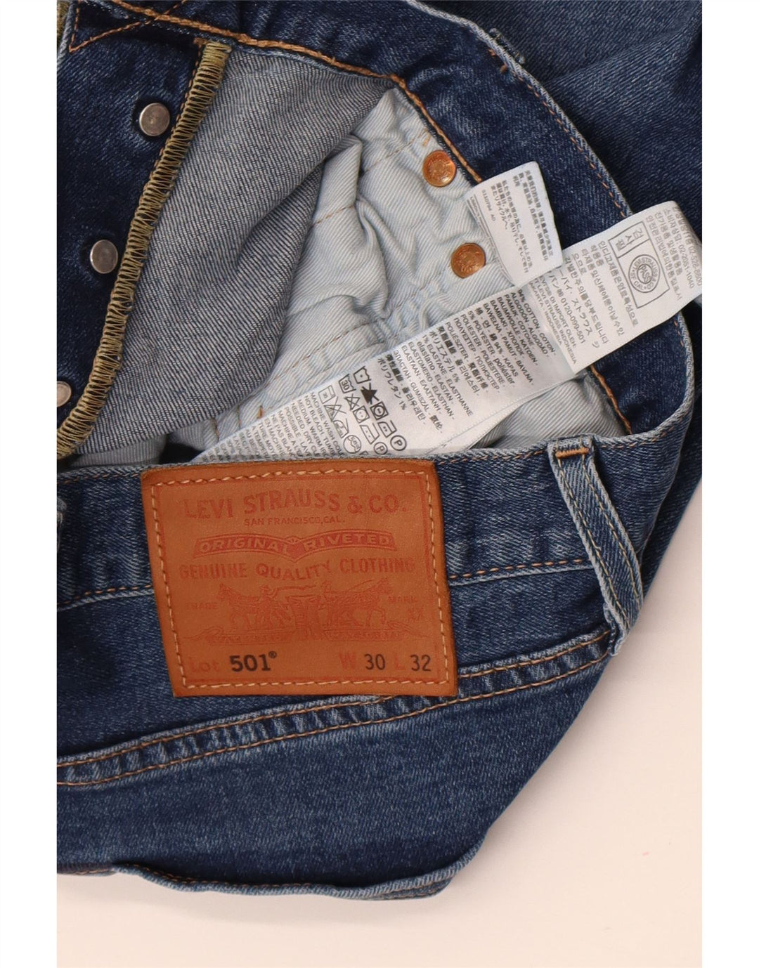 LEVI'S Herren 501 Straight Jeans W30 L32 Blaue Baumwolle