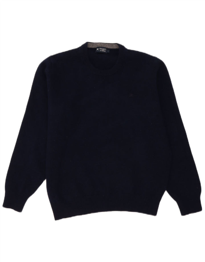 Hackett Damen-Pullover mit Rundhalsausschnitt, UK 16, Größe L, marineblaue Lammwolle