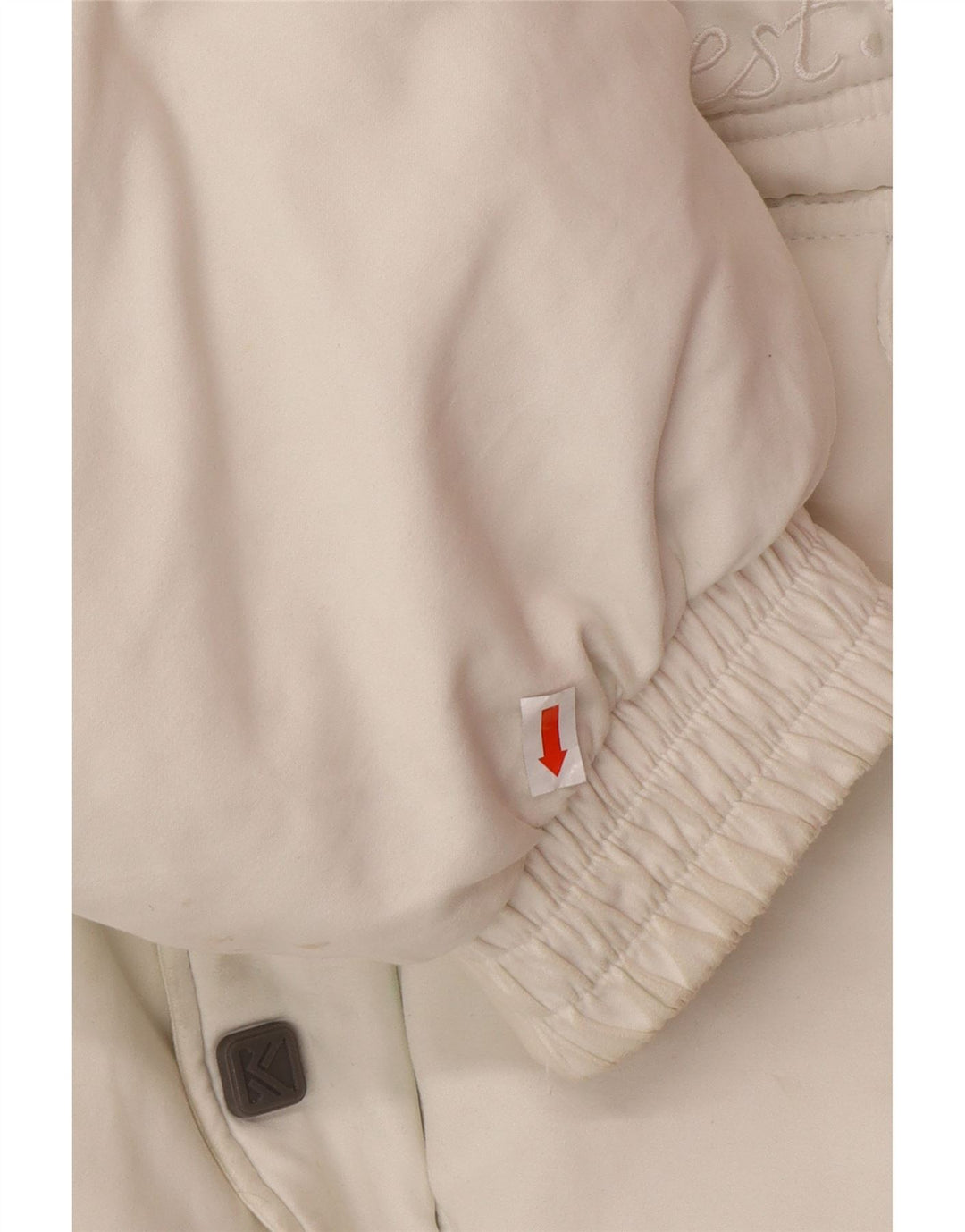 KARL KANI Wattierte Herrenjacke mit grafischer Kapuze, UK 44 2XL, weißes Polyester