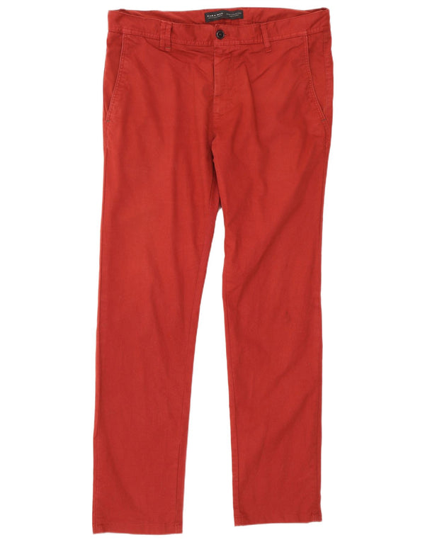 Zara Slim Chino-Hose für Herren, EU 46, XL, W36, L32, Burgunderrot, Baumwolle