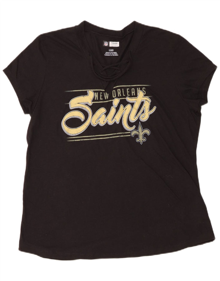 NFL New Orleans Saints Grafik-T-Shirt für Damen, UK 16, Größe L, Schwarz, Baumwolle