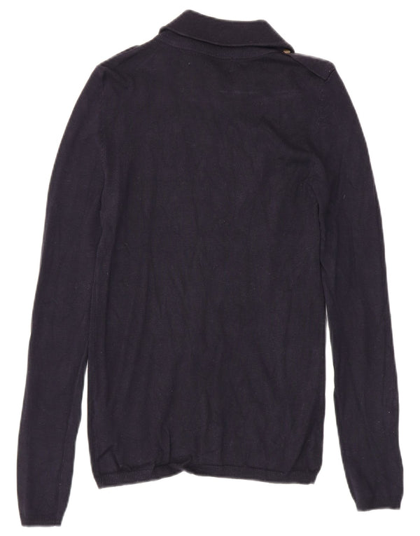 Zara Damen-Pullover mit Reißverschluss am Hals, UK 12, mittlere marineblaue Viskose