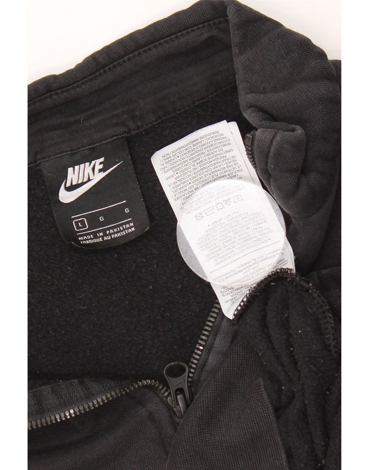 Nike Damen-Sweatshirt mit 1/4-Reißverschluss, übergroß, UK-Gr. 16, Größe L, Schwarz, Baumwolle