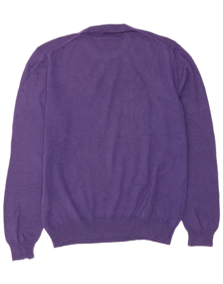 Vintage Herren Pullover mit Rundhalsausschnitt Mittellila Kaschmir