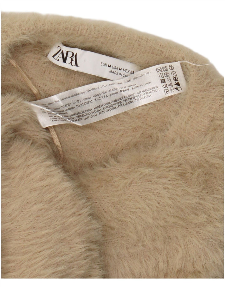 Zara Damen-Cardigan-Pullover UK 14 Medium Beige Nylon