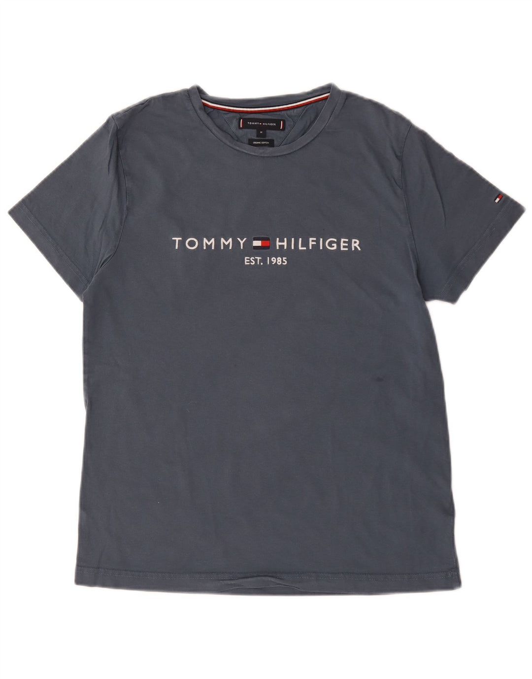 Tommy Hilfiger Herren-T-Shirt mit Grafik, mittelgraue Baumwolle