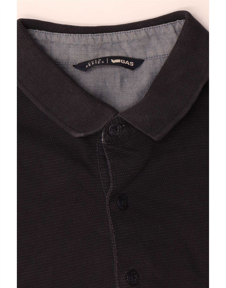 Gas Herren Langarm-Poloshirt XL Marineblau