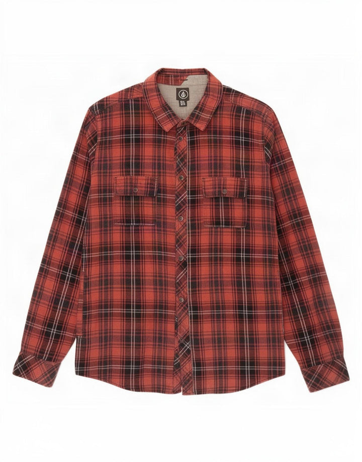 Volcom Herren Flanellhemd XL Orange kariert