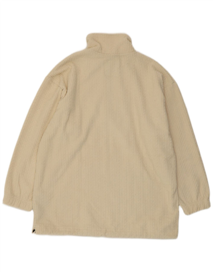 F.LLI Campagnolo Herren-Fleecepullover mit Reißverschluss am Hals, groß, cremefarbenes Polyester