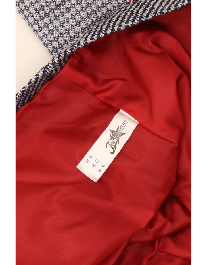 JOE BROWNS Damen 4-Knopf-Blazerjacke UK 22 3XL Marineblau kariert
