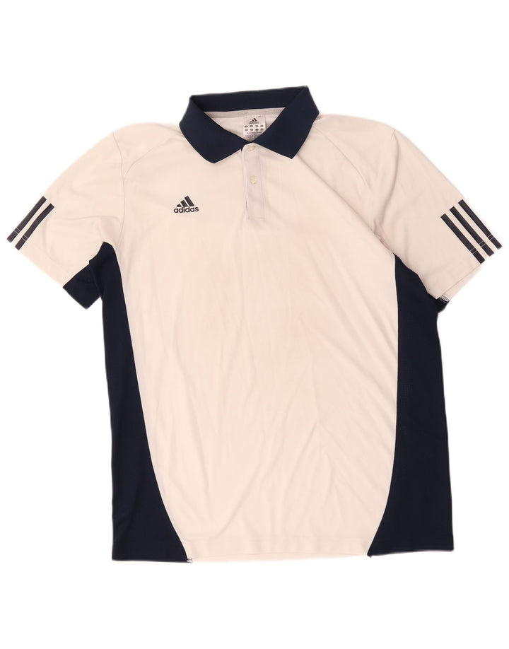 Adidas Herren Climacool Poloshirt, groß, weiße Colourblock-Baumwolle