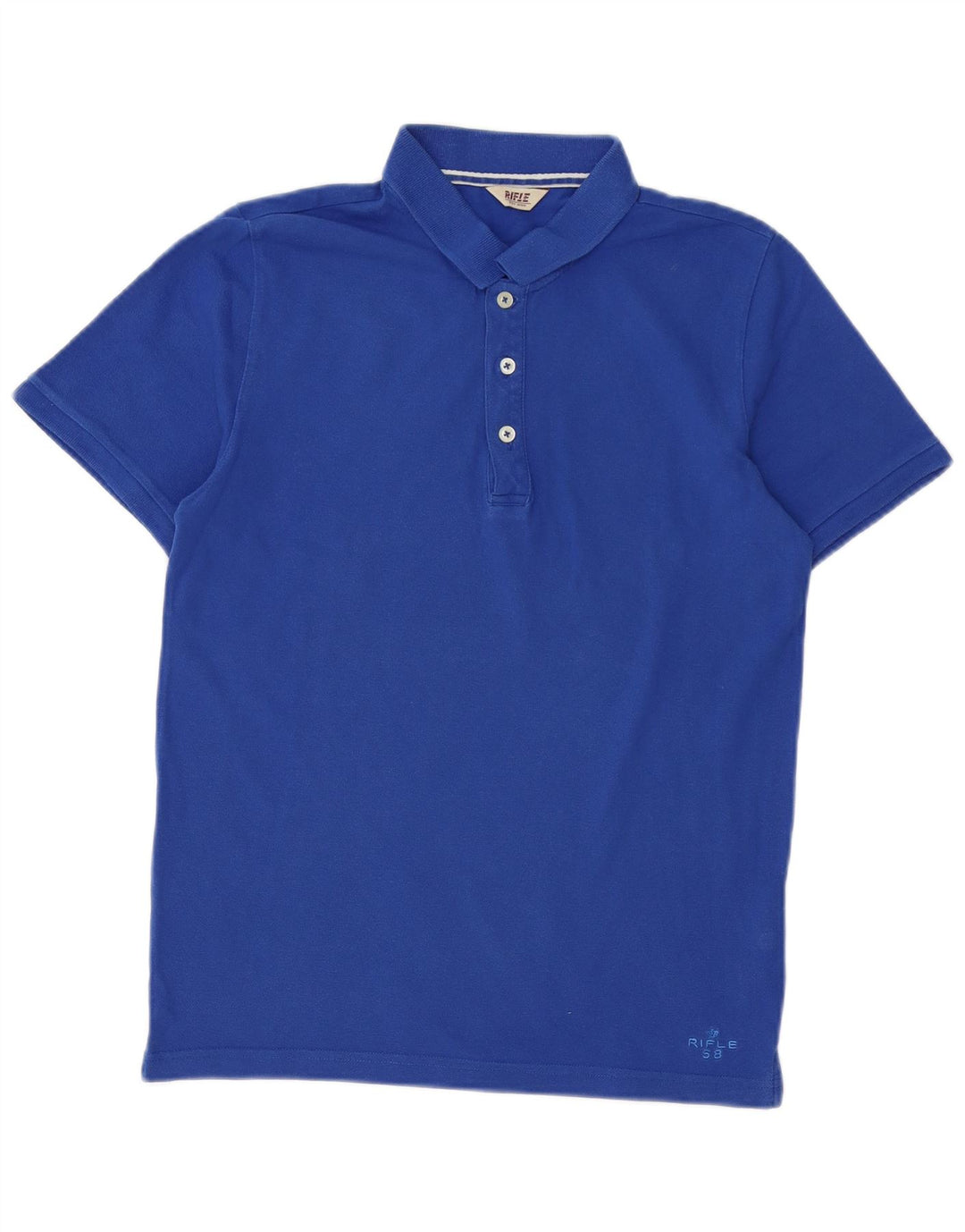 Rifle Herren-Poloshirt aus mittelblauer Baumwolle