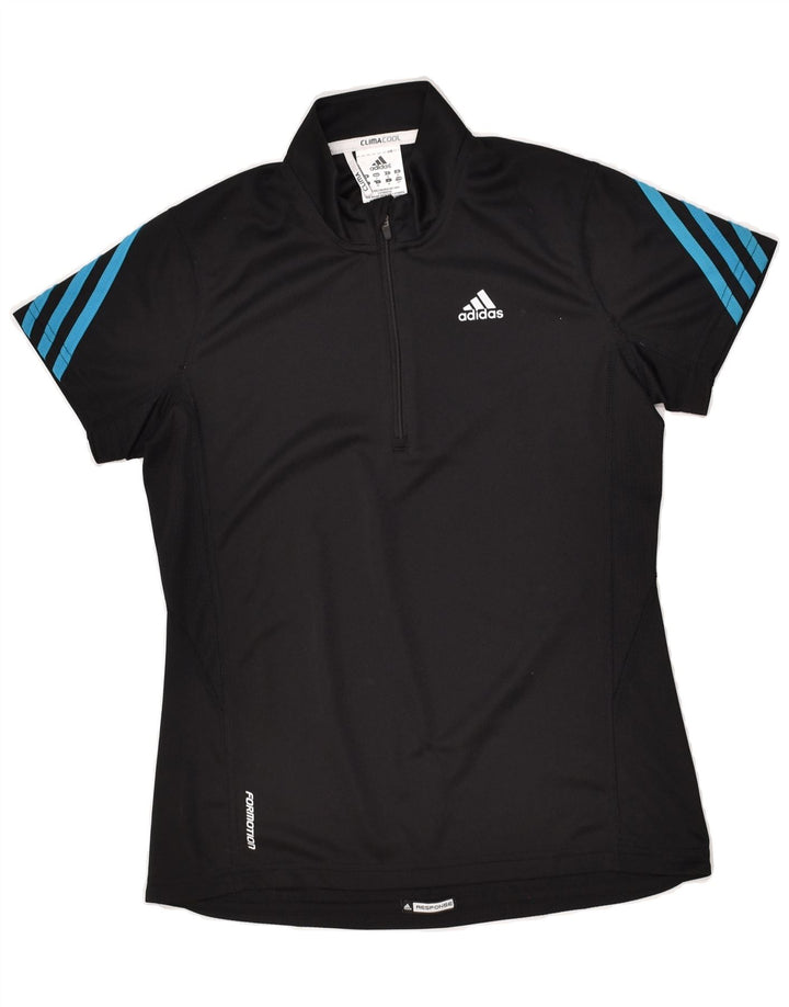 ADIDAS Womens Climacool Zip Neck Pullover Tracksuit Top UK 10 Small Black | Vintage Adidas | Thrift | Second-Hand Adidas | Used Clothing | Messina Hembry 