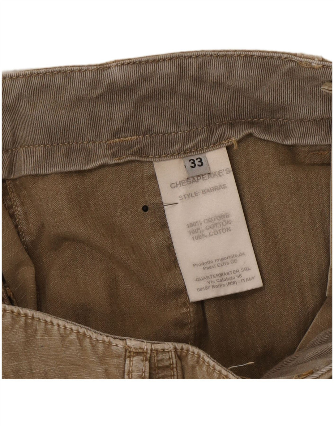 Vintage Herren Cargo Shorts W33 Medium Khaki Nadelstreifen Baumwolle