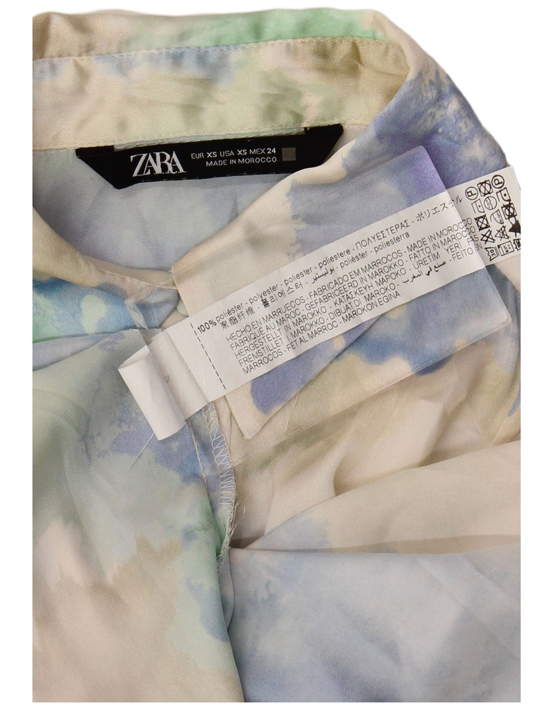 ZARA Damen-Oversize-Hemdkleid, Gr. 6, XS, mehrfarbig, Batik-Polyester