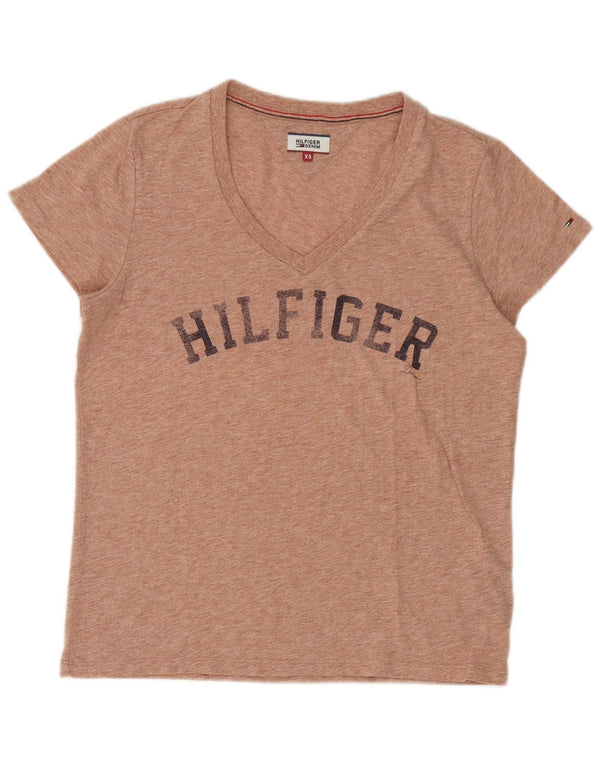 Tommy Hilfiger Damen Übergroßes Grafik-T-Shirt-Oberteil UK 6 XS Orange