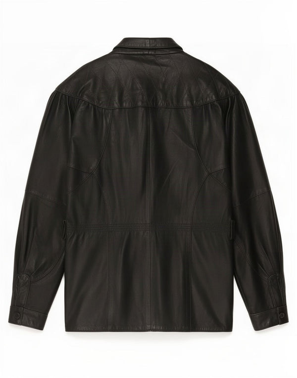Vintage Damen Übergroße Lederjacke UK 10 Small Schwarz