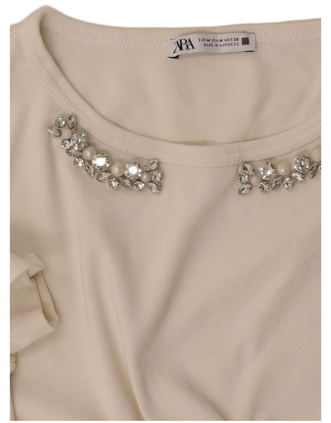 Zara Damen T-Shirt Top UK 12 Medium Weiß