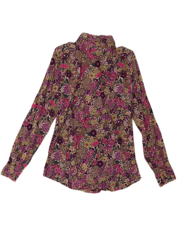 United Colors of Benetton Womens Shirt UK 12 Medium Purple Floral
