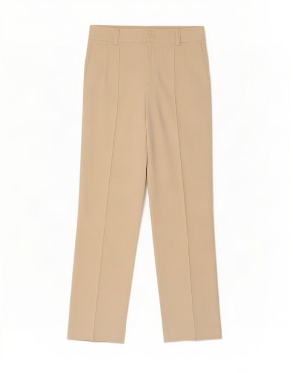Gerade Freizeithose für Damen von Zara, mittelgroß, W32, L33, gebrochenes Weiß, Polyester