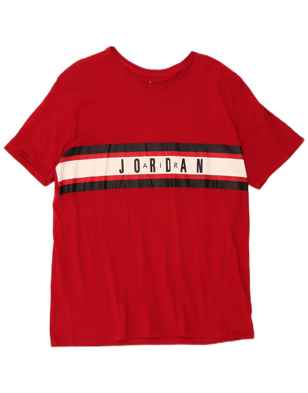 Jordan Herren Grafik-T-Shirt-Oberteil XL aus roter Colourblock-Baumwolle