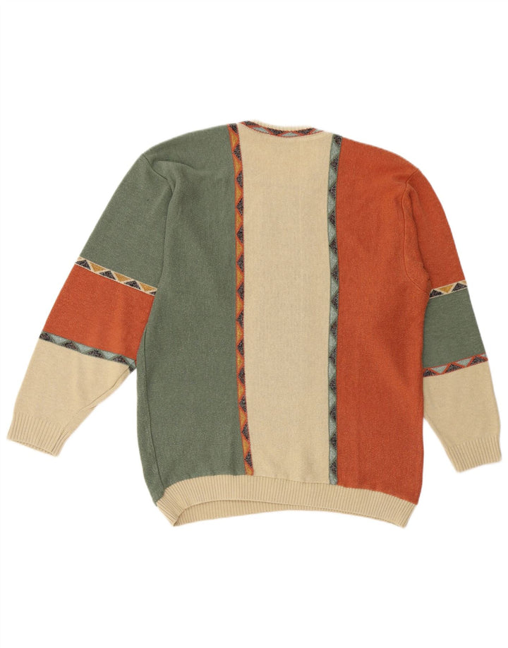 BERTO LUCCI Herren-Pullover mit Rundhalsausschnitt, groß, mehrfarbig, geometrisch