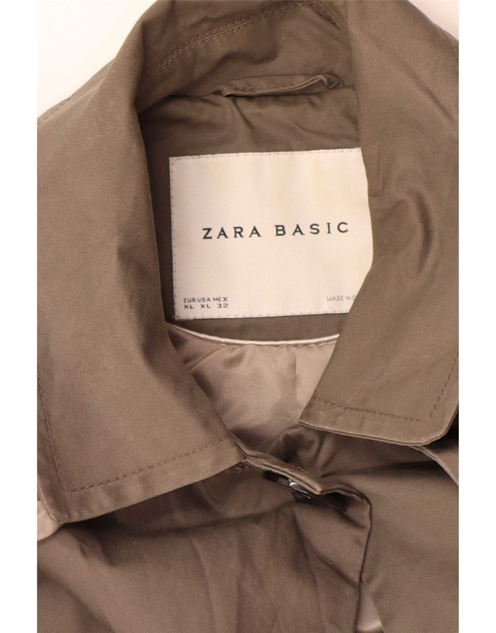 Zara Damen Kurzer Trenchcoat UK 18 XL Graue Baumwolle