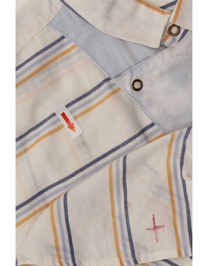 Vintage Herren Kurzarm-Pullovershirt Mittelweiß gestreift